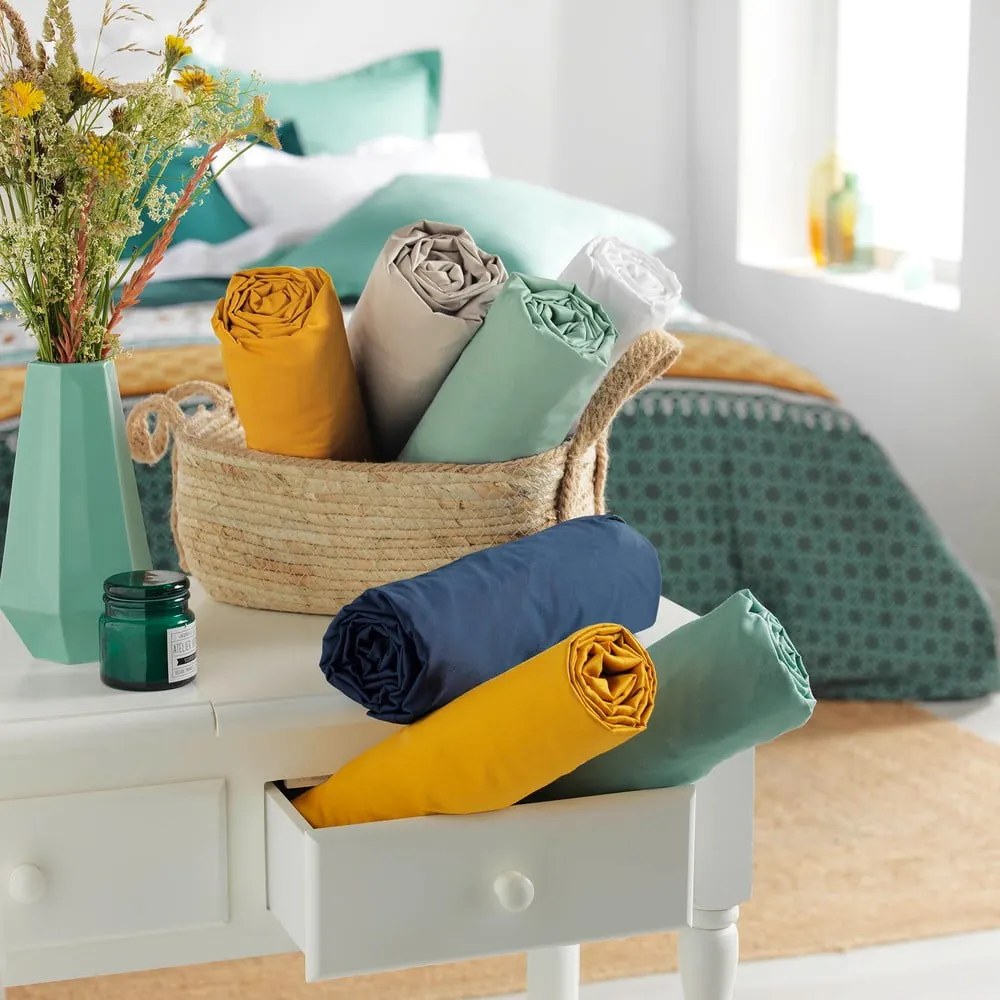 Lenzuolo elasticizzato grigio in cotone biologico 90x190 cm Biolina - douceur d'intérieur