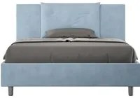 Letto imbottito Matrimoniale francese 140x190 cm Appia - Contenitore,Microfibra,Azzurro