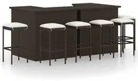 Set da Bar da Giardino 8 pz con Cuscini in Polyrattan Marrone cod mxl 34864