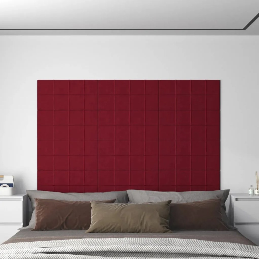 Pannelli Murali 12 Pz Rosso Vino 60x30 Cm İn Velluto 2,16 M² /