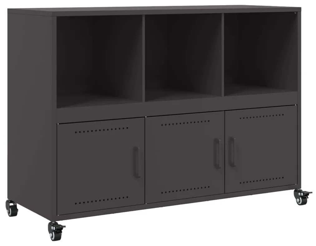 Credenza nera 100,5x39x72 cm in acciaio laminato a freddo