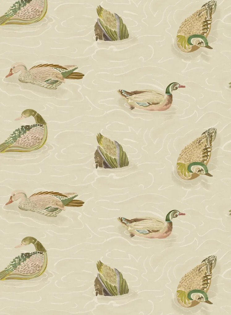 Mulberry Home Carta da parati Duck Pond - Emerald/ Stone