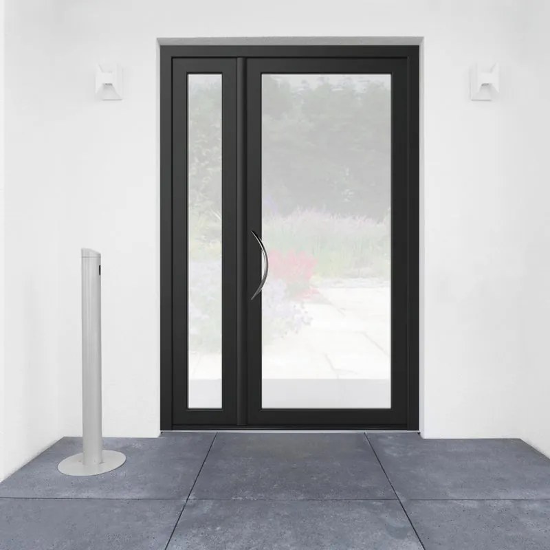 Portoncino d'ingresso Condo8 L 90 x H 210 cm in alluminio nero, apertura spingere a destra