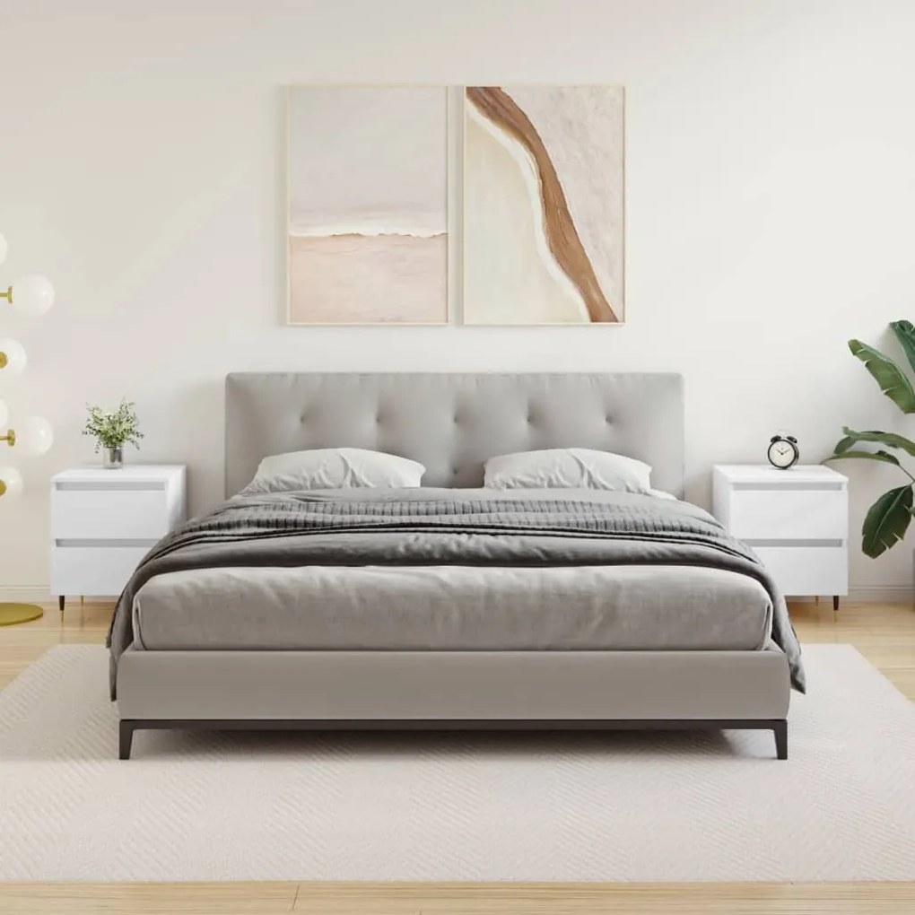 Comodini 2pz Bianchi 40x35x50 Cm İn Legno Multistrato /