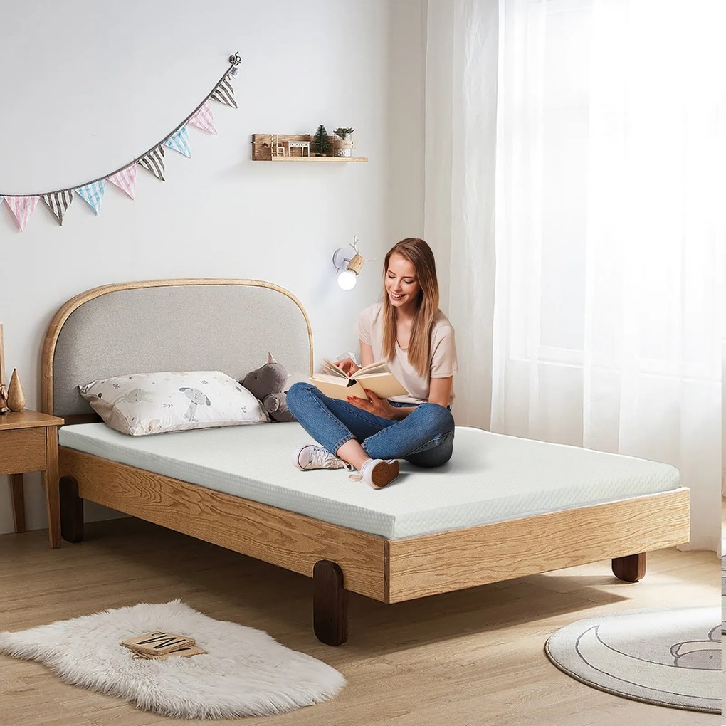 Costway Topper materasso singolo con gel rinfrescante per dormire, Cuscinetto morbido per materasso 90x200x5cm
