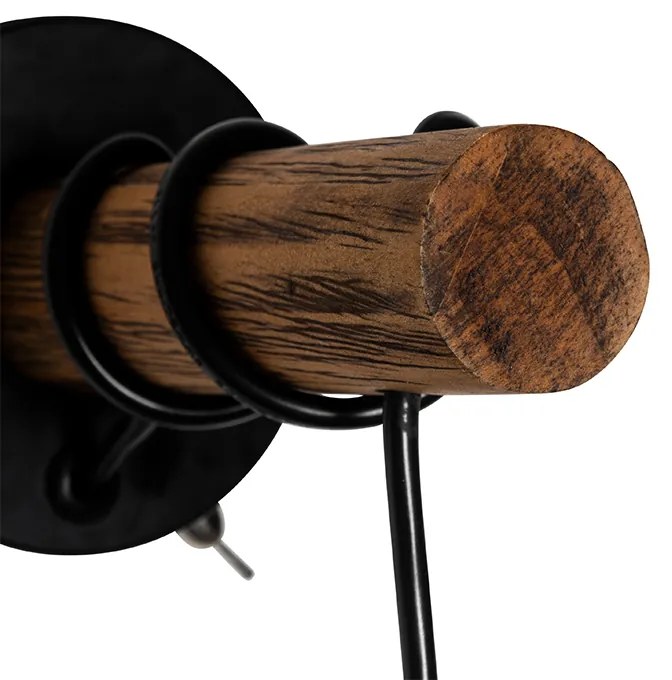 Applique da parete rustica nera con legno - Stronk