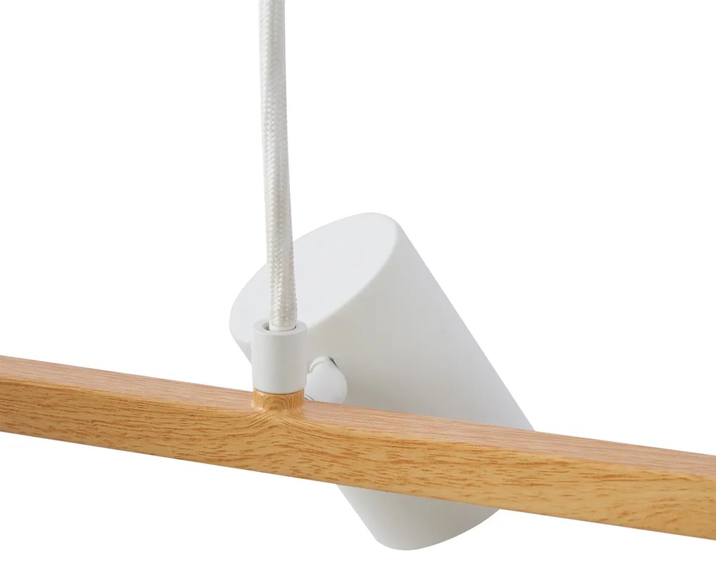 Lampada a sospensione moderna con stampa legno e 6 luci bianche - Jeana Straight