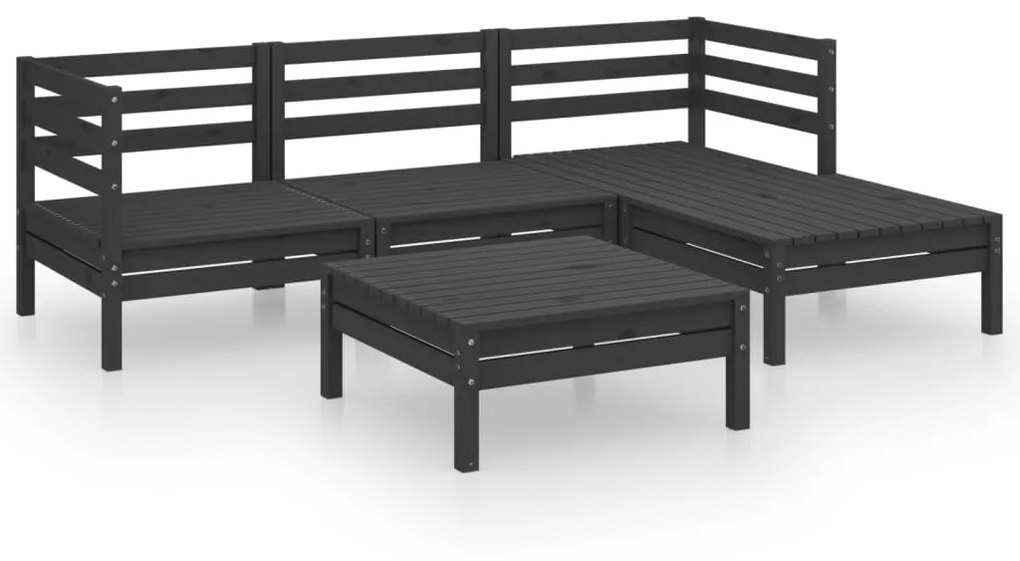 Set salotto da giardino 5 pz in legno massello di pino nero