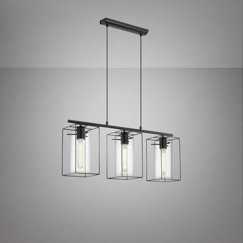 Lampadario Moderno Loncino nero paralume nero 3x E27 Ø0cm EGLO