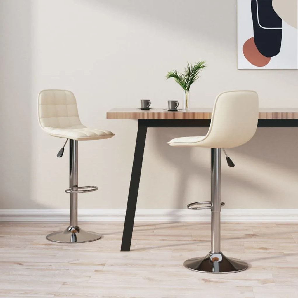 Sgabelli Da Bar 2 Pz Crema İn Tessuto /