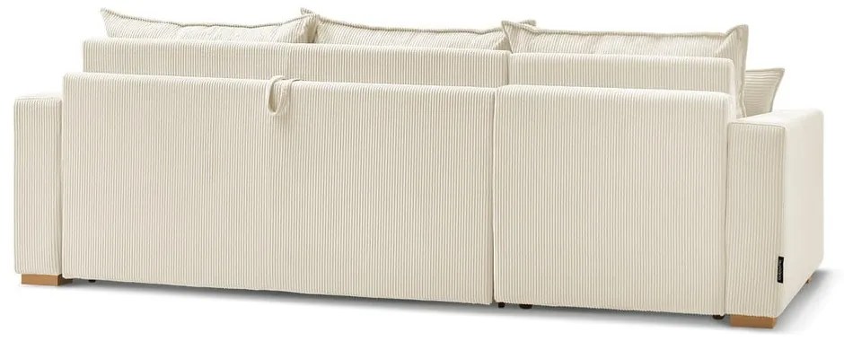 Divano angolare color crema allungabile (con composizione variabile) con rivestimento in velluto a coste Augustin – Bobochic Paris