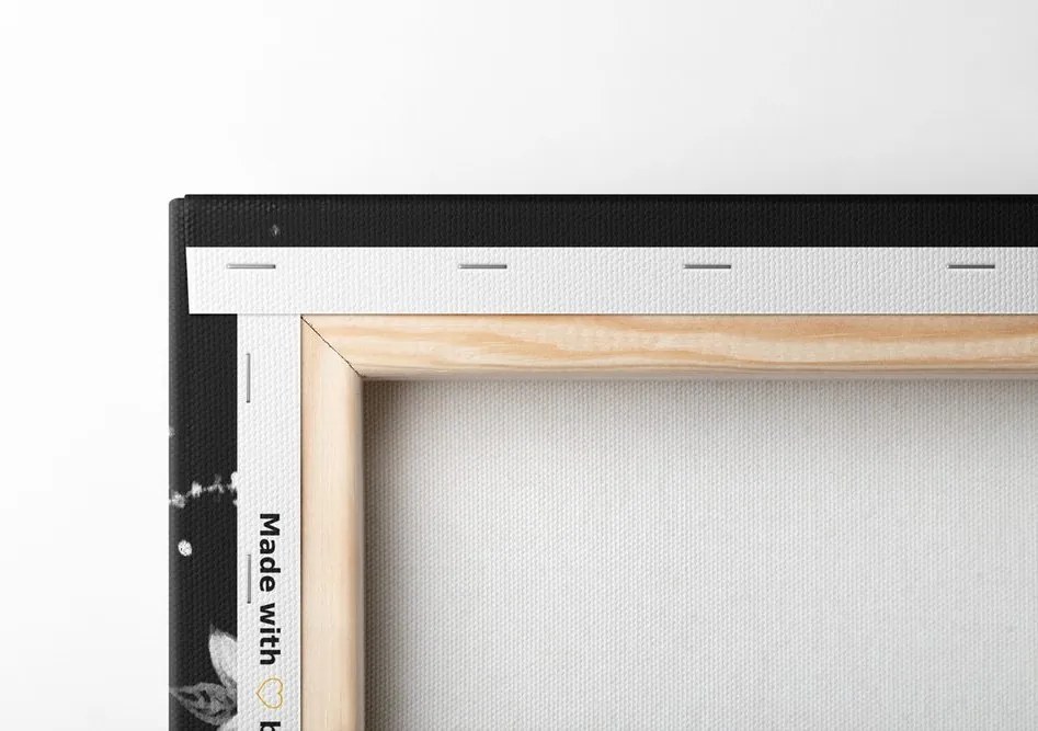 Quadro su tela – Con ornamento floreale in bianco e nero