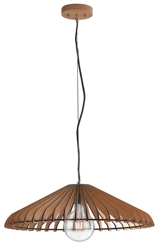 Lampadario Sospensione Calder Industrial Vintage Colore Legno Naturale 60W Mis 30 x 120 cm