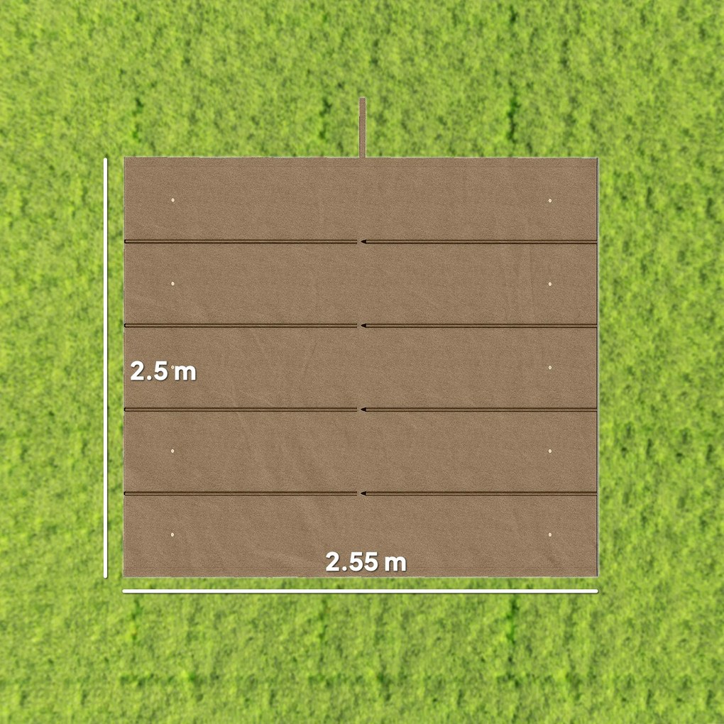 Telo per Pergola 250x255 cm con 10 Fori di Drenaggio in Poliestere Marrone Chiaro...