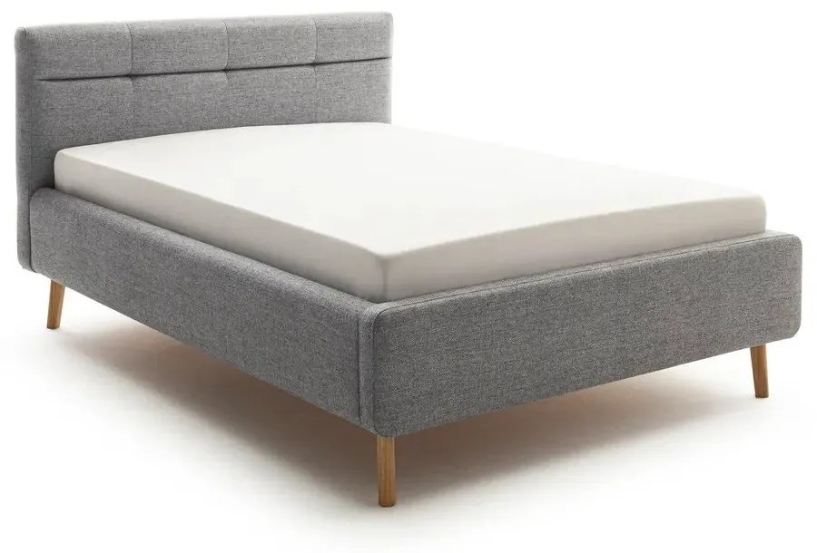 Letto matrimoniale imbottito grigio con contenitore con rete inclusa 140x200 cm Lotte – Meise Möbel