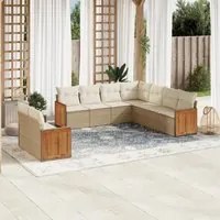 Set Divano da Giardino 9 pz con Cuscini Beige in Polyrattan 3227780