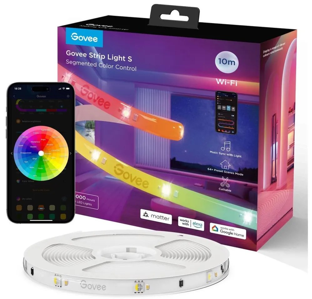 Govee - Wi-Fi RGBICW Smart PRO Striscia LED 10m MATTER - extra durevole
