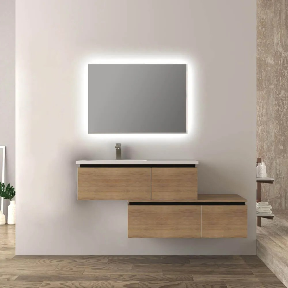 Mobile bagno sospeso rovere 140 cm