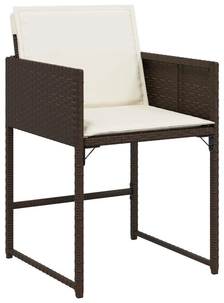 Set da pranzo da giardino 11 pz con cuscini polyrattan marrone