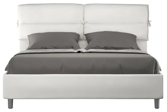 Letto con rete imbottito 160x200 similpelle bianco Nandy