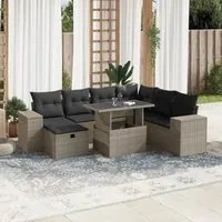 Set Divano da Giardino 8pz con Cuscini Grigio Chiaro Polyrattan 3275322