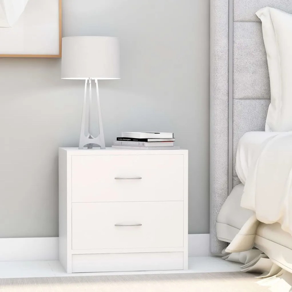 Comodino Bianco 40x30x40 Cm Legno Ingegnerizzato /