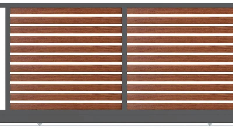 Cancello manuale scorrevole ALBA Maia120-40 in alluminio, reversibile, L 350 x H 160 cm, di colore rovere dorato