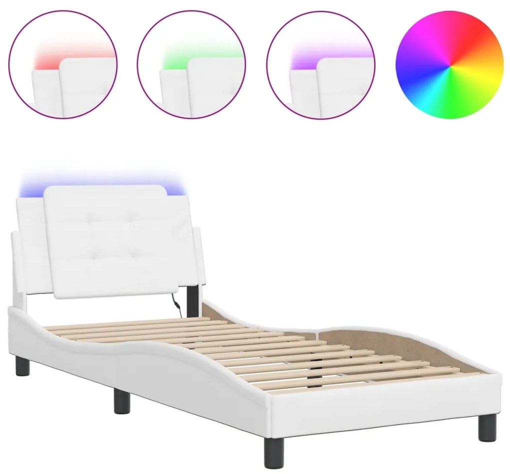Giroletto con luci led bianco 90x190 cm in similpelle