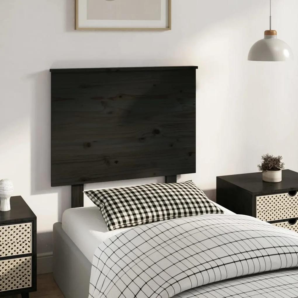 Testiera per letto nera 79x6x82,5 cm in legno massello di pino