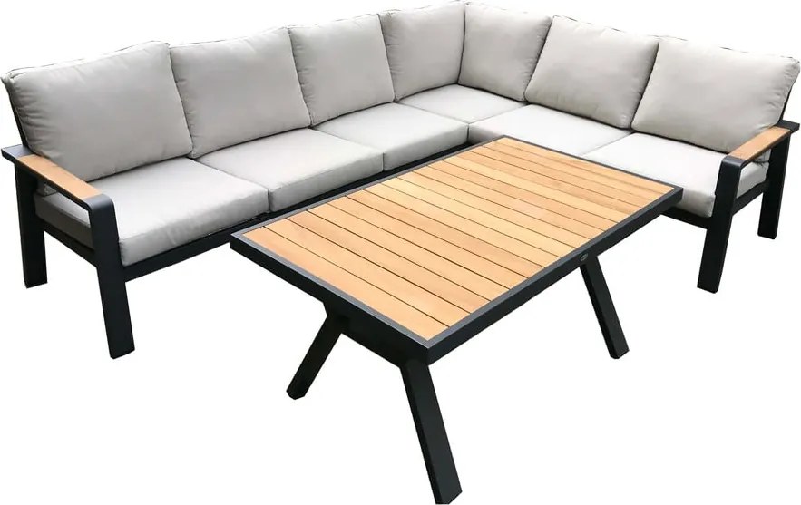 Set da giardino in alluminio grigio per 5 persone Rotterdam - Rojaplast