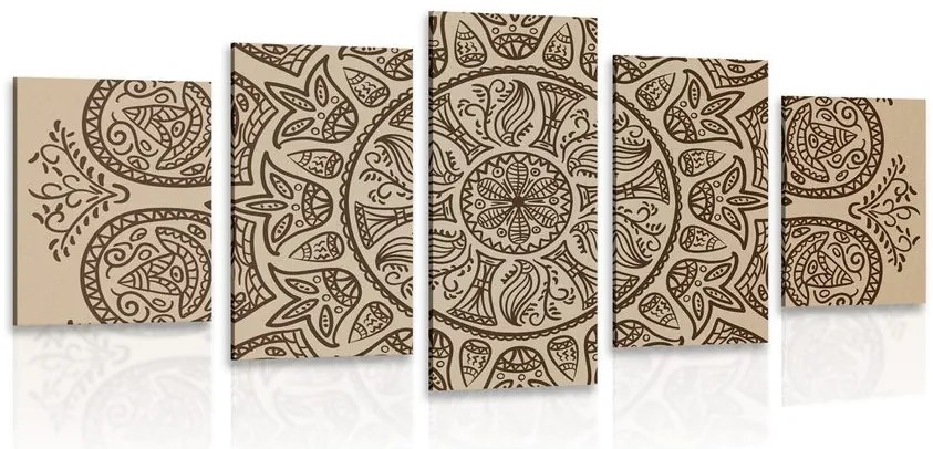 Quadri 5 pezzi – Mandala con motivo naturale astratto