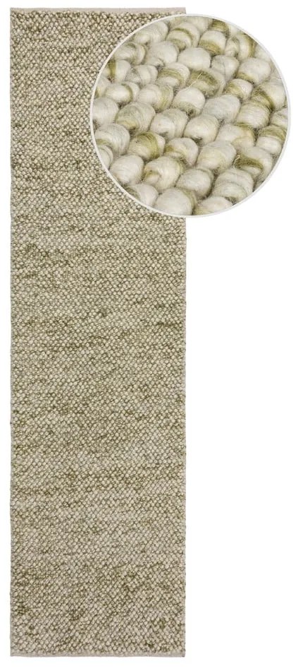 Passatoia in misto lana intrecciata a mano color kaki 60x230 cm Minerals - Flair Rugs