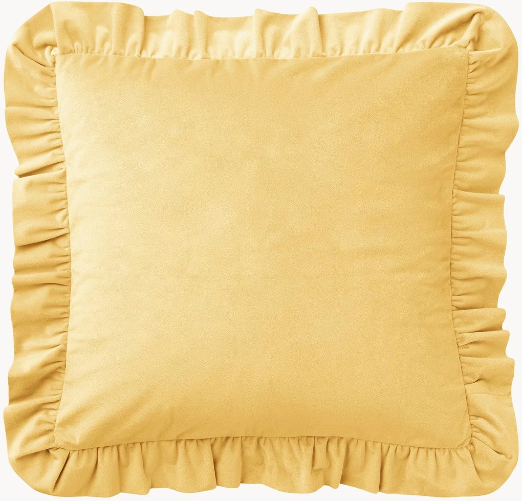 Copricuscino in velluto Nora con volant