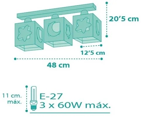 Dalber D-63233NH - Plafoniera per bambini MOONLIGHT 3xE27/60W/230V