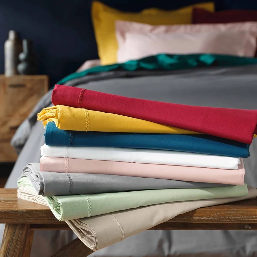 Lenzuolo con angoli blu in cotone 180x290 cm Lina – douceur d'intérieur