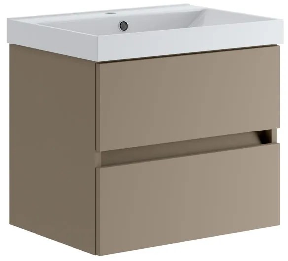 Mobile sottolavabo e lavabo Kora laccato opaco nocciola H 50 x P 45.5 cm 2 cassetti