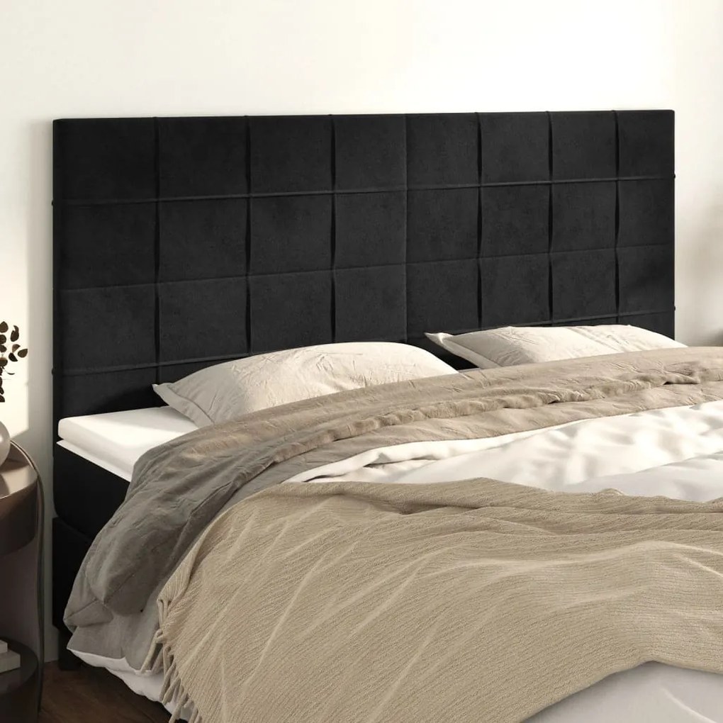 Testiera 4 Pz Nera 80x5x78/88 Cm İn Velluto /