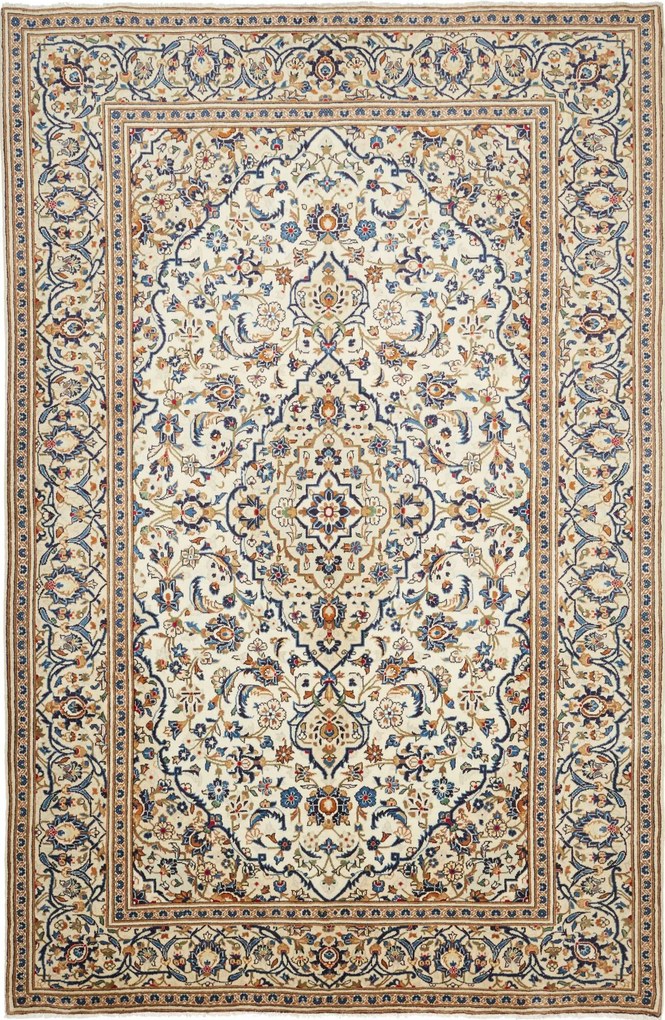 Kashan Tappeto 300x200 Beige (Iran) Annodato A Mano