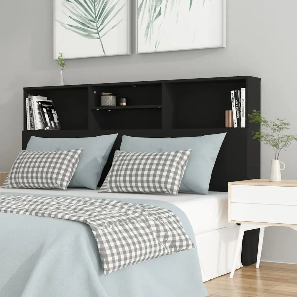 Testiera Con Contenitore Nero 160x19x103,5 Cm /