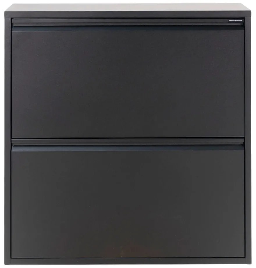 Scarpiera nera in metallo con ante ribaltabili 75x77,5x22,5 cm Billy – Spinder Design