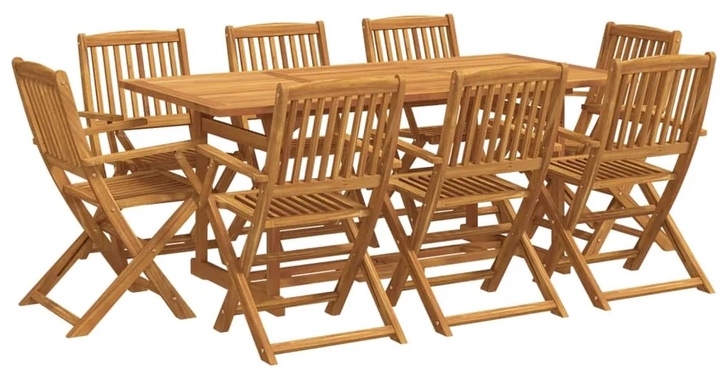 Set da pranzo da giardino 9pz 180x90x75cm legno massello acacia