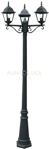 Palo grande roma nero 3 luci attacco e27 ip44 70x206cm