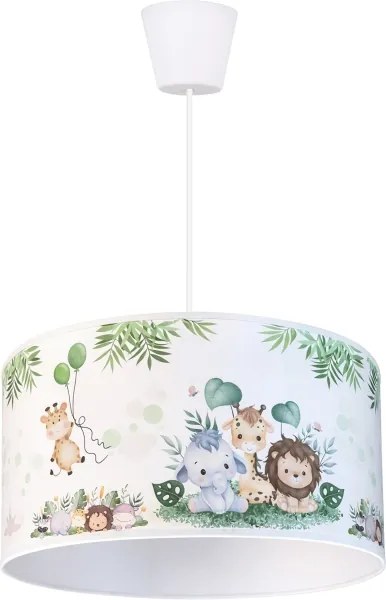 BRILAGI - Lampadario LED per bambini a sospensione con cavo BOBO 1xE27/60W/230V Ø 35 cm bianco/giungla