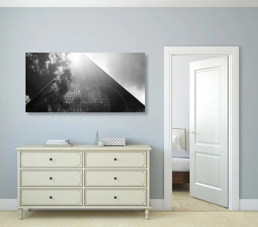 Quadro su tela – Grattacielo in bianco e nero