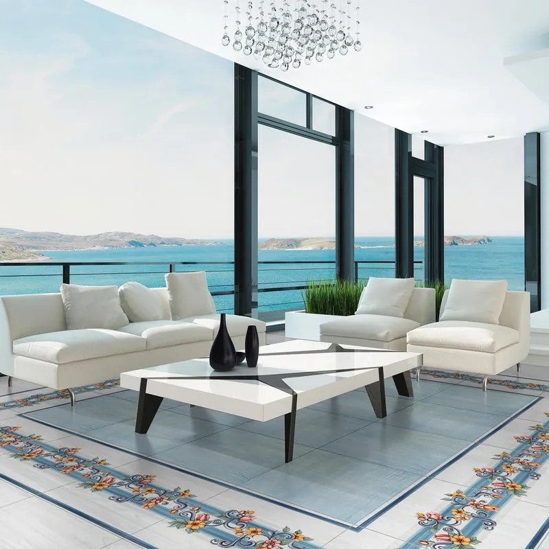 Piastrella da pavimento e rivestimento interno 60.5 x 60.5 cm Sp. 9 mm Polveri Vietresi Sorrento in gres porcellanato bianco lucido traffico intenso (pei 4/5) R9 1.46 mq