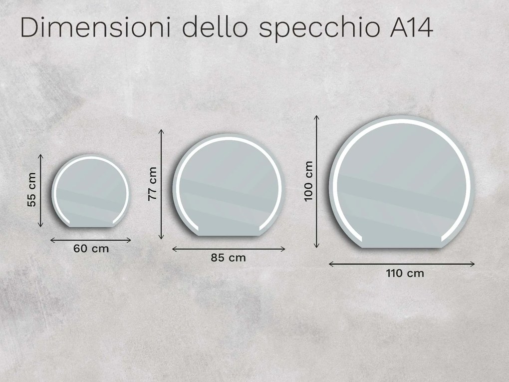 Specchio atipico con illuminazione a LED A14