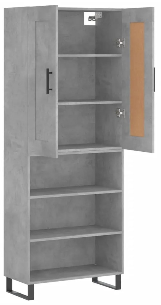 Credenza grigio cemento 69,5x34x180 cm in legno multistrato