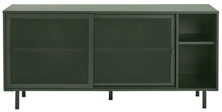 Cassettiera bassa in metallo verde scuro con ante scorrevoli 160x75 cm Veep - Unique Furniture