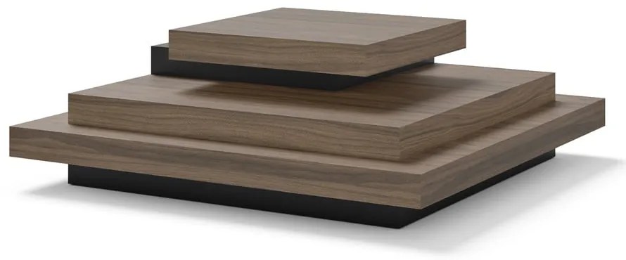 Tavolino in noce decorato in nero-naturale 110x110 cm Slate - TemaHome