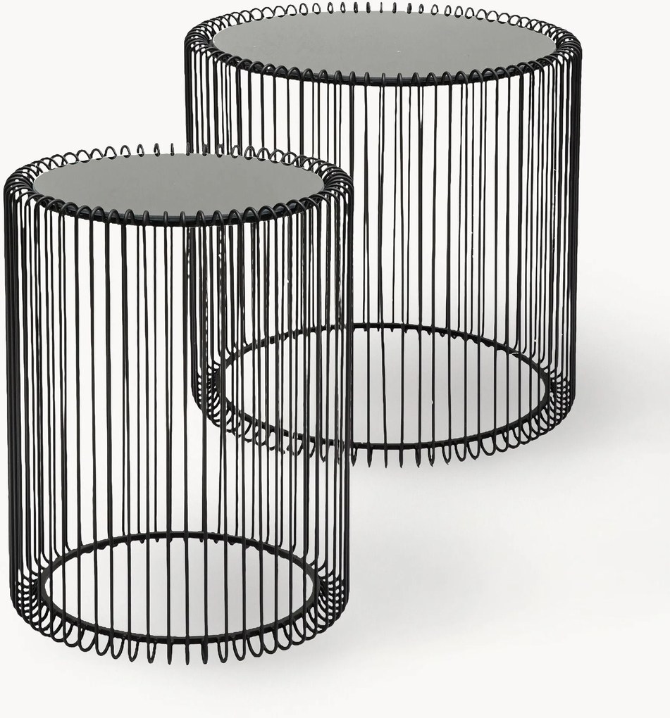 Set di 2 tavolini in metallo con piano in vetro Wire